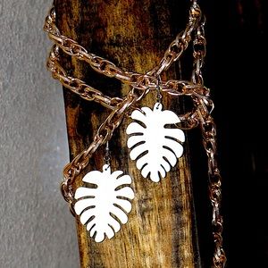 White Banana Leave Leather Earrings Women Jewelry